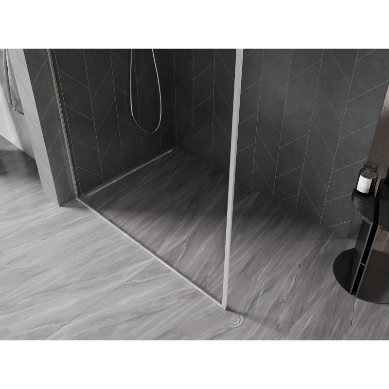 Mexen Kioto-F L Paroi de douche Walk-in avec cadre 90 x 202 cm, transparent 8 mm, nickel brossé - 800-090-174-97-00