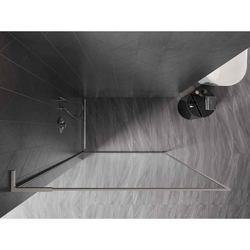 Mexen Kioto-F L paroi de douche Walk-in avec cadre 95 x 202 cm, transparent 8 mm, nickel brossé - 800-095-174-97-00