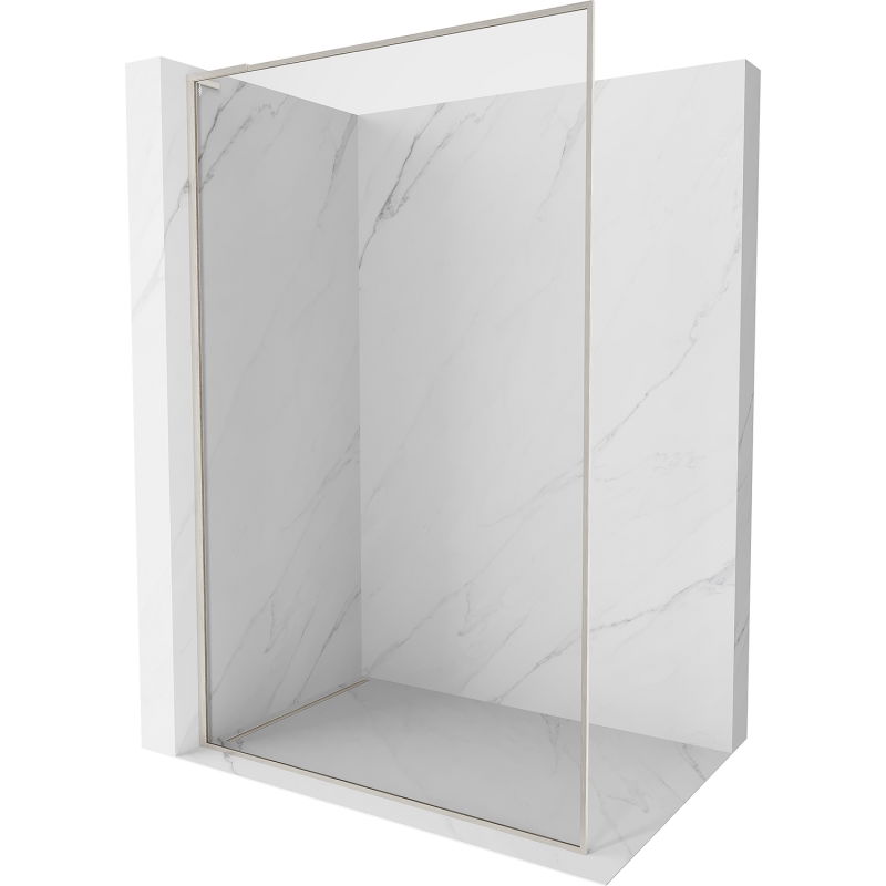 Paroi de douche Mexen Kioto-F L Walk-in avec cadre 110 x 202 cm, transparent 8 mm, nickel brossé - 800-110-174-97-00