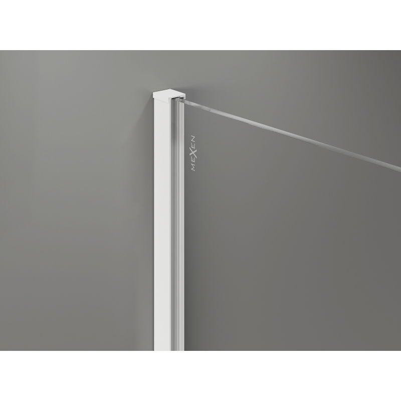 Mexen Kioto-X paroi de douche Walk-in 150 x 80 cm, transparent 10 mm, blanc - 800-150-202-20-00-080-X