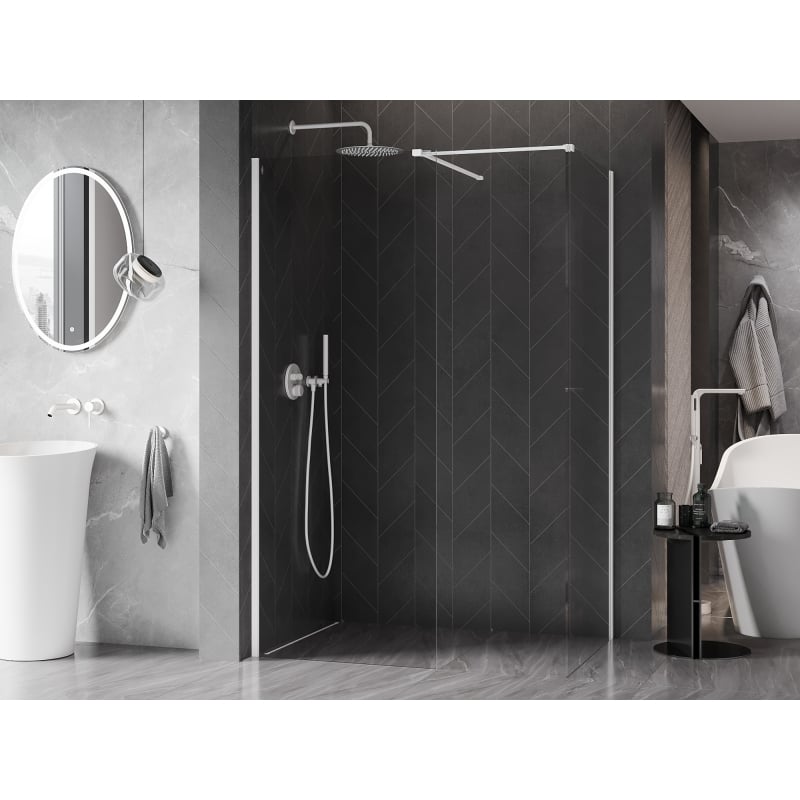 Mexen Kioto-X paroi de douche Walk-in 90 x 90 cm, transparent 10 mm, blanc - 800-090-202-20-00-090-X