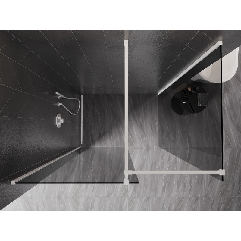 Mexen Kioto-X paroi de douche Walk-in 150 x 90 cm, transparent 10 mm, blanc - 800-150-202-20-00-090-X