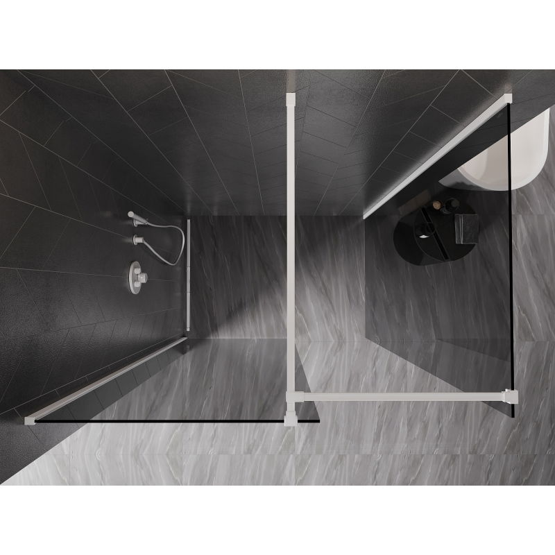 Mexen Kioto-X paroi de douche Walk-in 110 x 100 cm, transparent 10 mm, blanc - 800-110-202-20-00-100-X