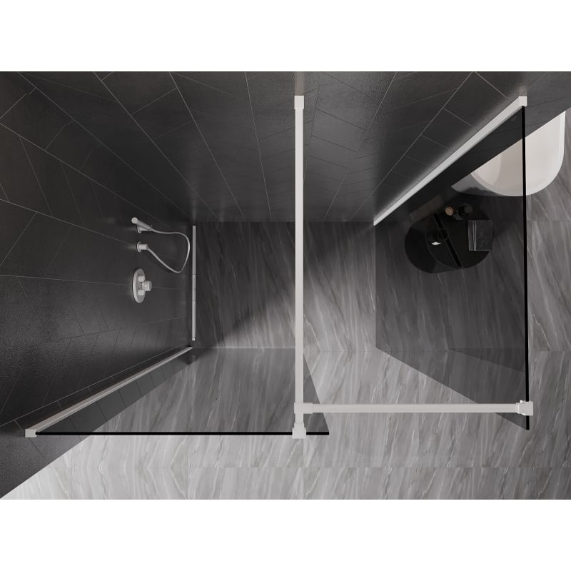 Mexen Kioto-X paroi de douche Walk-in 160 x 110 cm, transparent 10 mm, blanc - 800-160-202-20-00-110-X