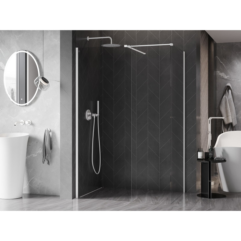 Mexen Kioto-X paroi de douche Walk-in 150 x 120 cm, transparent 10 mm, blanc - 800-150-202-20-00-120-X