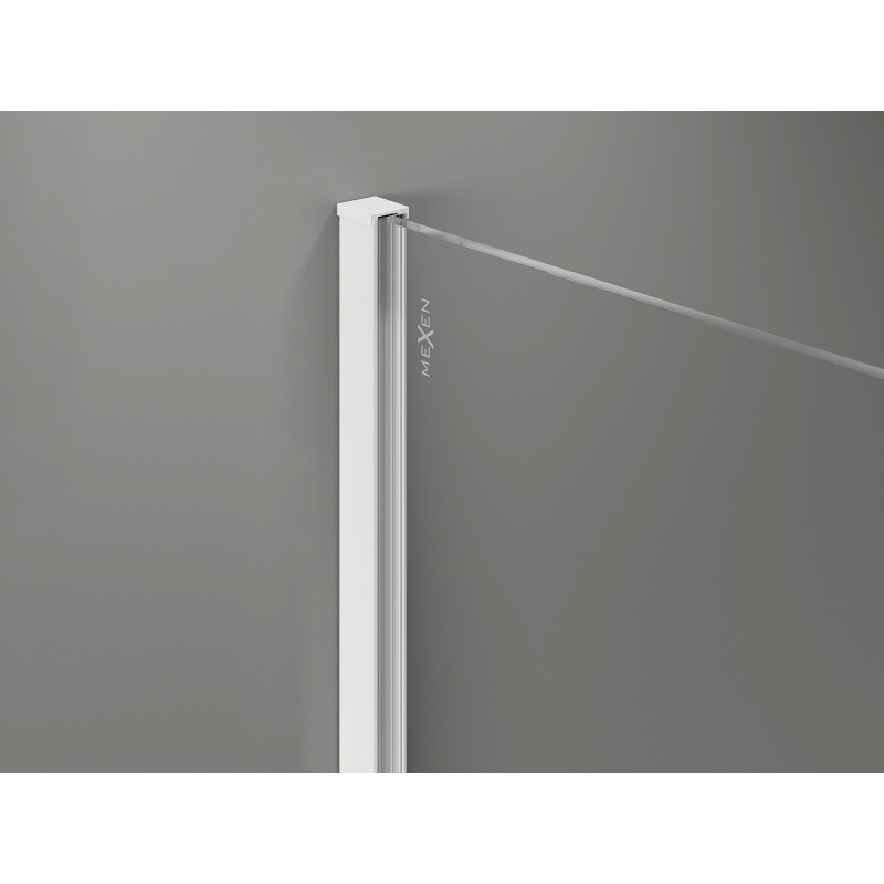 Mexen Kioto-X paroi de douche Walk-in 150 x 120 cm, transparent 10 mm, blanc - 800-150-202-20-00-120-X
