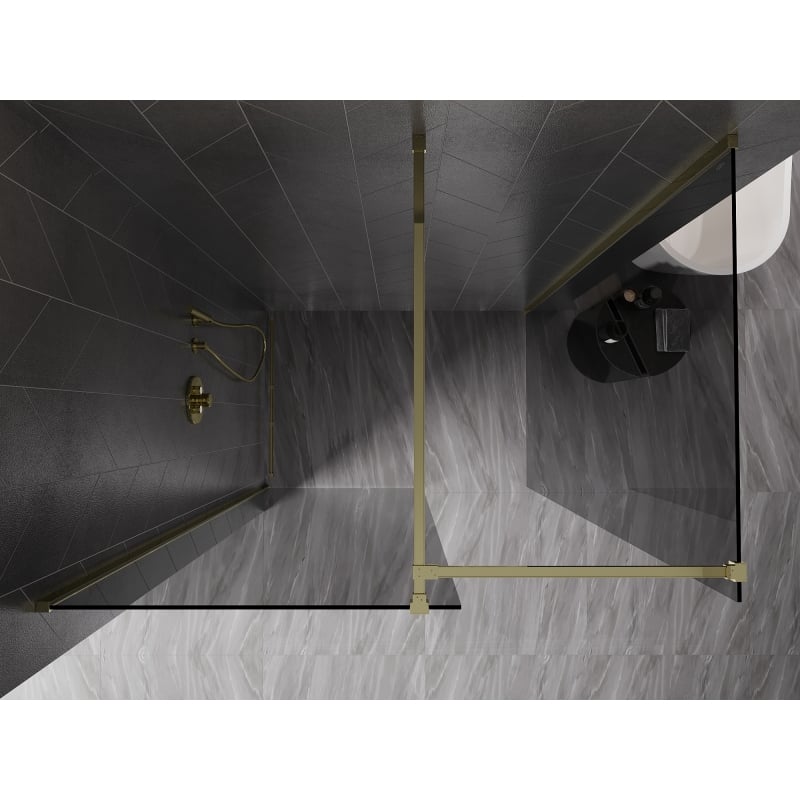 Mexen Kioto-X paroi de douche Walk-in 110 x 70 cm, transparent 10 mm, doré - 800-110-202-50-00-070-X