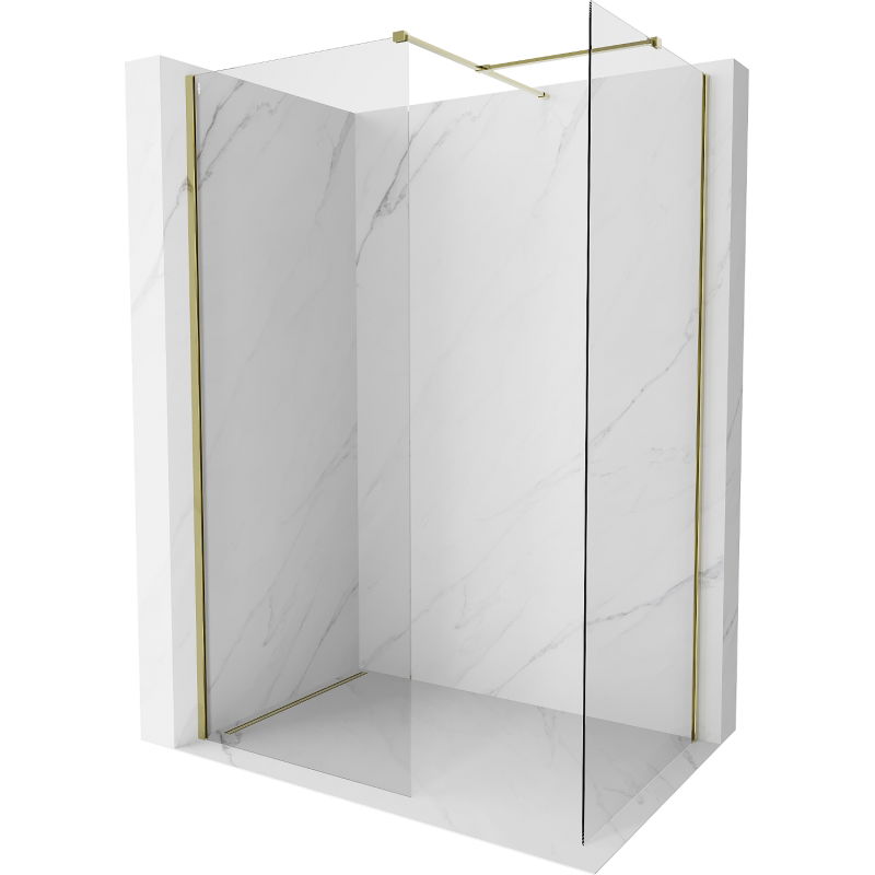 Mexen Kioto-X paroi de douche Walk-in 80 x 80 cm, transparent 10 mm, dorée - 800-080-202-50-00-080-X