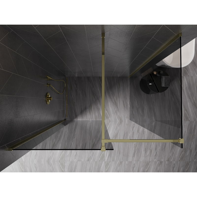 Mexen Kioto-X paroi de douche Walk-in 110 x 80 cm, transparent 10 mm, dorée - 800-110-202-50-00-080-X