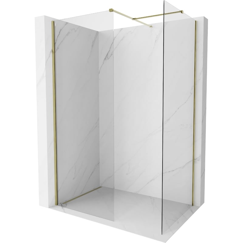 Mexen Kioto-X paroi de douche Walk-in 120 x 110 cm, transparent 10 mm, dorée - 800-120-202-50-00-110-X