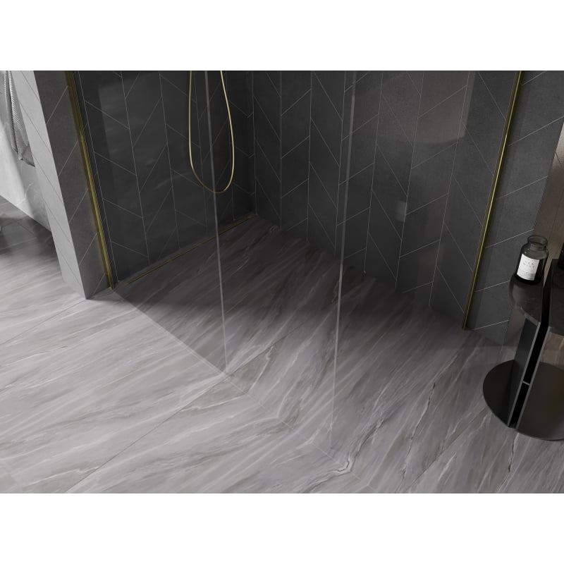 Mexen Kioto-X paroi de douche Walk-in 150 x 120 cm, transparent 10 mm, or - 800-150-202-50-00-120-X