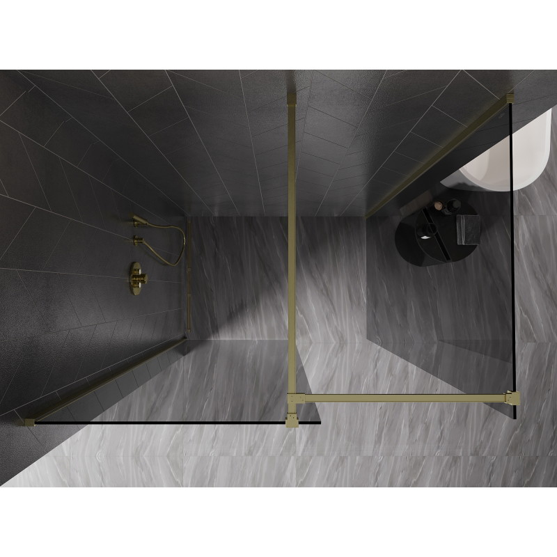 Mexen Kioto-X paroi de douche Walk-in 70 x 70 cm, transparent 10 mm, or brossé - 800-070-202-55-00-070-X