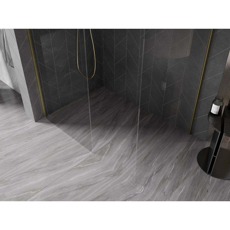 Mexen Kioto-X paroi de douche Walk-in 120 x 70 cm, transparent 10 mm, or brossé - 800-120-202-55-00-070-X