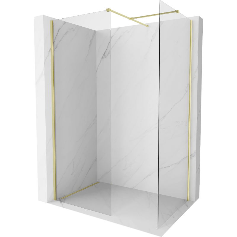 Mexen Kioto-X paroi de douche Walk-in 140 x 70 cm, transparent 10 mm, or brossé - 800-140-202-55-00-070-X