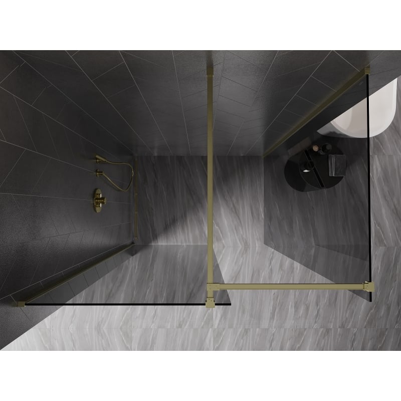 Mexen Kioto-X paroi de douche Walk-in 140 x 80 cm, transparent 10 mm, or brossé - 800-140-202-55-00-080-X