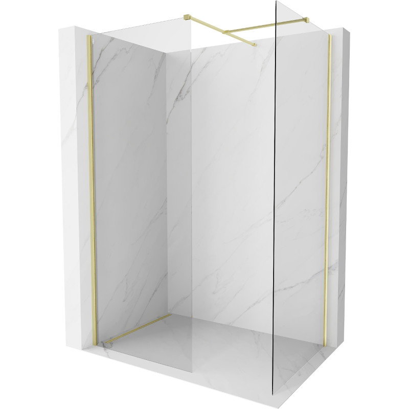 Mexen Kioto-X paroi de douche Walk-in 110 x 110 cm, transparent 10 mm, doré brossé - 800-110-202-55-00-110-X