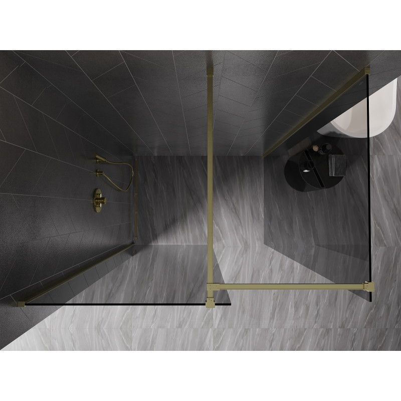 Mexen Kioto-X paroi de douche Walk-in 110 x 110 cm, transparent 10 mm, doré brossé - 800-110-202-55-00-110-X