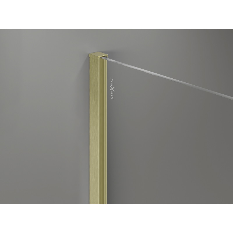 Mexen Kioto-X paroi de douche Walk-in 160 x 110 cm, transparent 10 mm, or brossé - 800-160-202-55-00-110-X