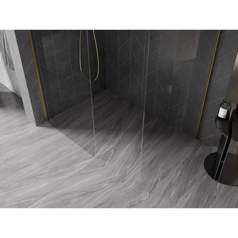 Mexen Kioto-X paroi de douche Walk-in 150 x 120 cm, transparent 10 mm, or brossé - 800-150-202-55-00-120-X