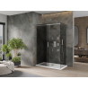 Mexen Omega cabine de douche coulissante 140 x 80 cm, graphite, chrome + receveur Flat, blanc - 825-140-080-01-40-4010