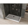 Mexen Omega cabine de douche coulissante 140 x 80 cm, graphite, chrome + receveur Flat, blanc - 825-140-080-01-40-4010