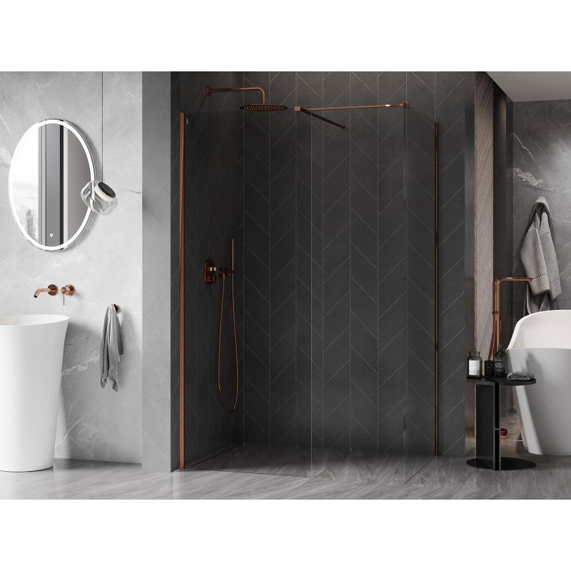 Mexen Kioto-X paroi de douche Walk-in 160 x 80 cm, transparent 10 mm, or rose - 800-160-202-60-00-080-X