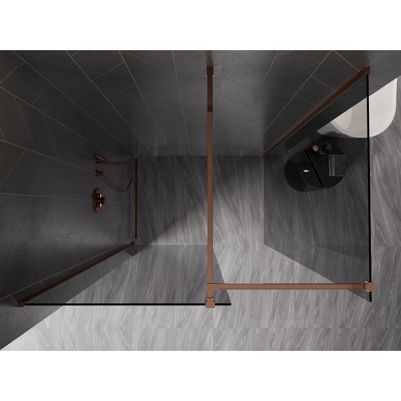 Mexen Kioto-X paroi de douche Walk-in 160 x 80 cm, transparent 10 mm, or rose - 800-160-202-60-00-080-X