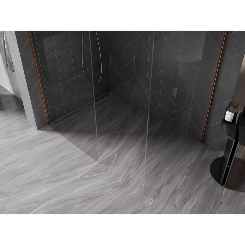 Mexen Kioto-X paroi de douche Walk-in 90 x 70 cm, transparent 10 mm, cuivre brossé - 800-090-202-65-00-070-X