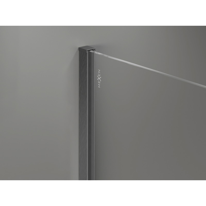 Mexen Kioto-X paroi de douche Walk-in 90 x 80 cm, transparent 10 mm, gris canon brossé - 800-090-202-66-00-080-X