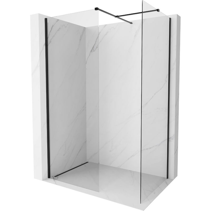 Mexen Kioto-X paroi de douche Walk-in 80 x 80 cm, transparent 10 mm, noir - 800-080-202-70-00-080-X