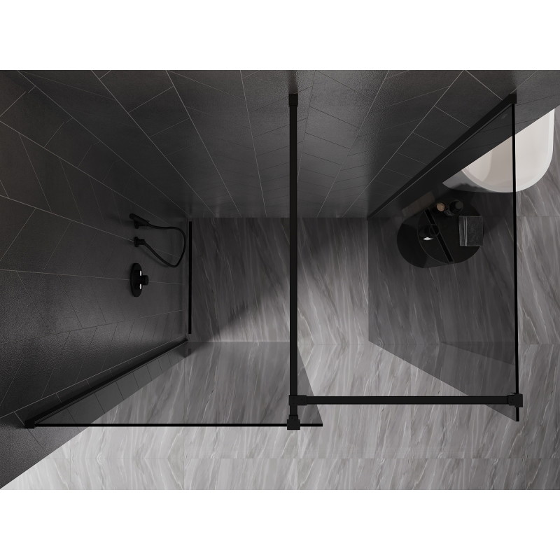 Mexen Kioto-X Paroi de douche Walk-in 110 x 80 cm, transparent 10 mm, noir - 800-110-202-70-00-080-X