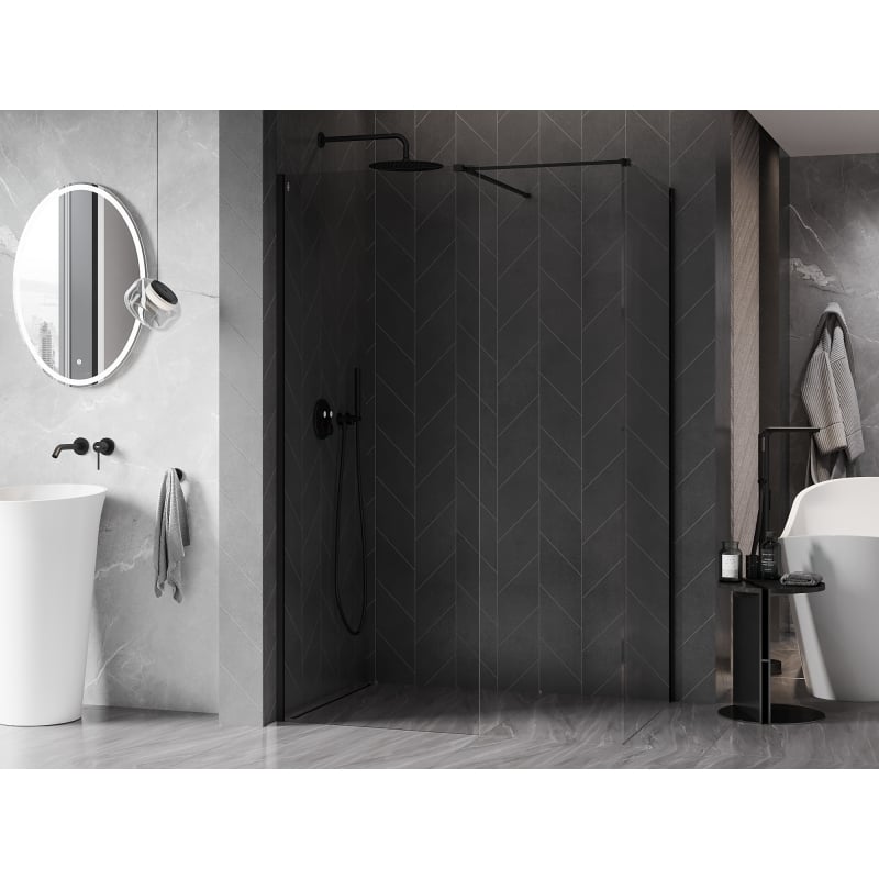 Mexen Kioto-X paroi de douche Walk-in 140 x 80 cm, transparent 10 mm, noir - 800-140-202-70-00-080-X
