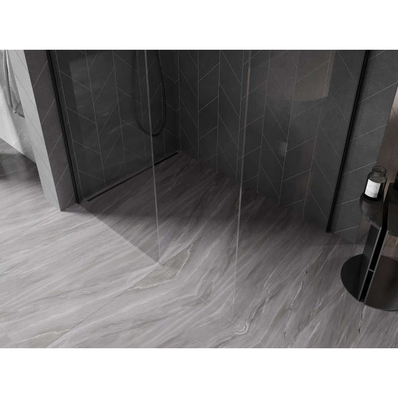 Mexen Kioto-X paroi de douche Walk-in 130 x 100 cm, transparent 10 mm, noir - 800-130-202-70-00-100-X