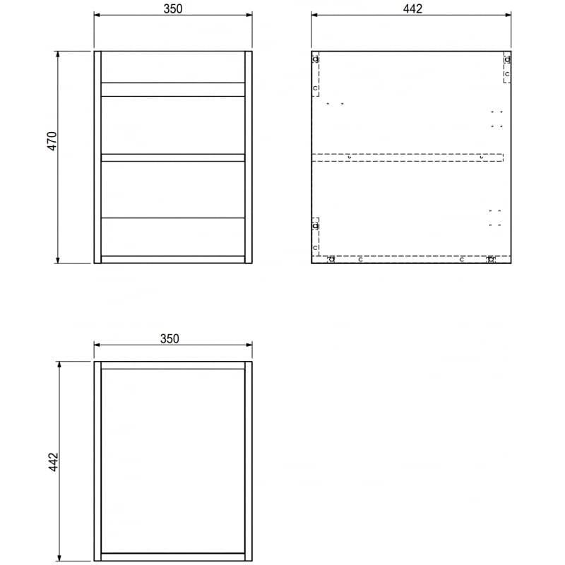 Mexen Box-A corps de meuble sous-vasque 35 cm, blanc brillant - 91AX1-0350-470-1-00