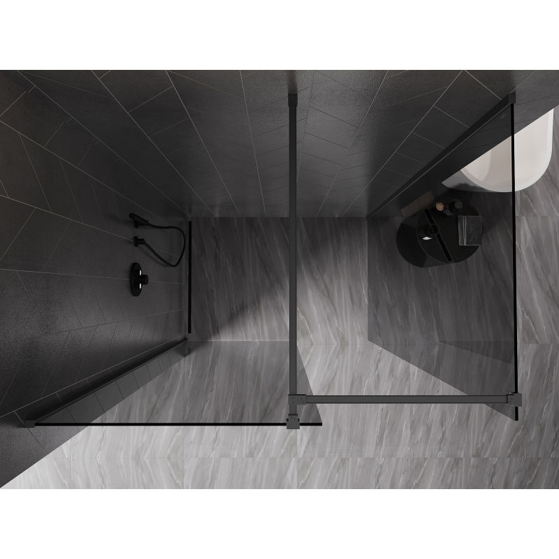 Mexen Kioto-X paroi de douche Walk-in 150 x 110 cm, transparent 10 mm, métal noir - 800-150-202-95-00-110-X