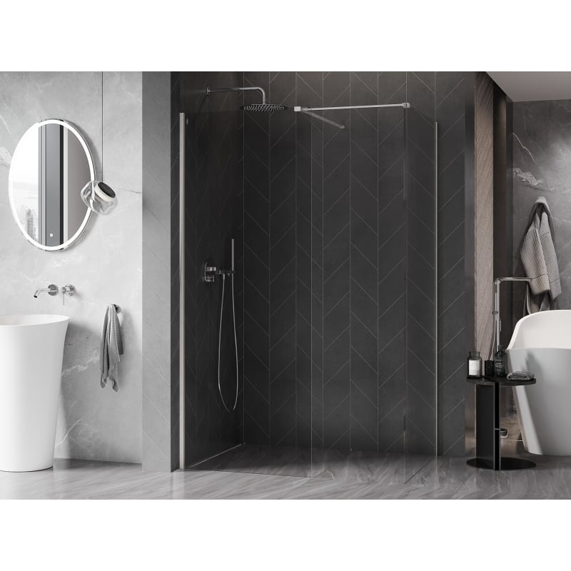 Mexen Kioto-X paroi de douche Walk-in 70 x 70 cm, transparent 10 mm, nickel brossé - 800-070-202-97-00-070-X
