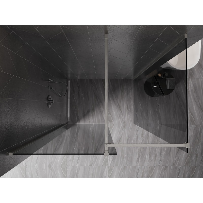 Mexen Kioto-X paroi de douche Walk-in 70 x 70 cm, transparent 10 mm, nickel brossé - 800-070-202-97-00-070-X