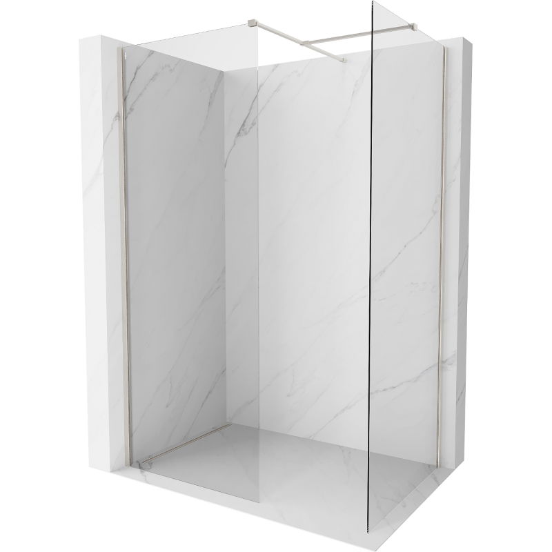 Mexen Kioto-X paroi de douche Walk-in 90 x 80 cm, transparent 10 mm, nickel brossé - 800-090-202-97-00-080-X