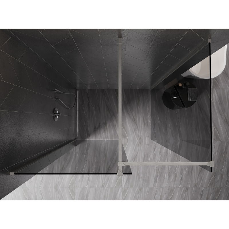 Mexen Kioto-X paroi de douche Walk-in 90 x 80 cm, transparent 10 mm, nickel brossé - 800-090-202-97-00-080-X