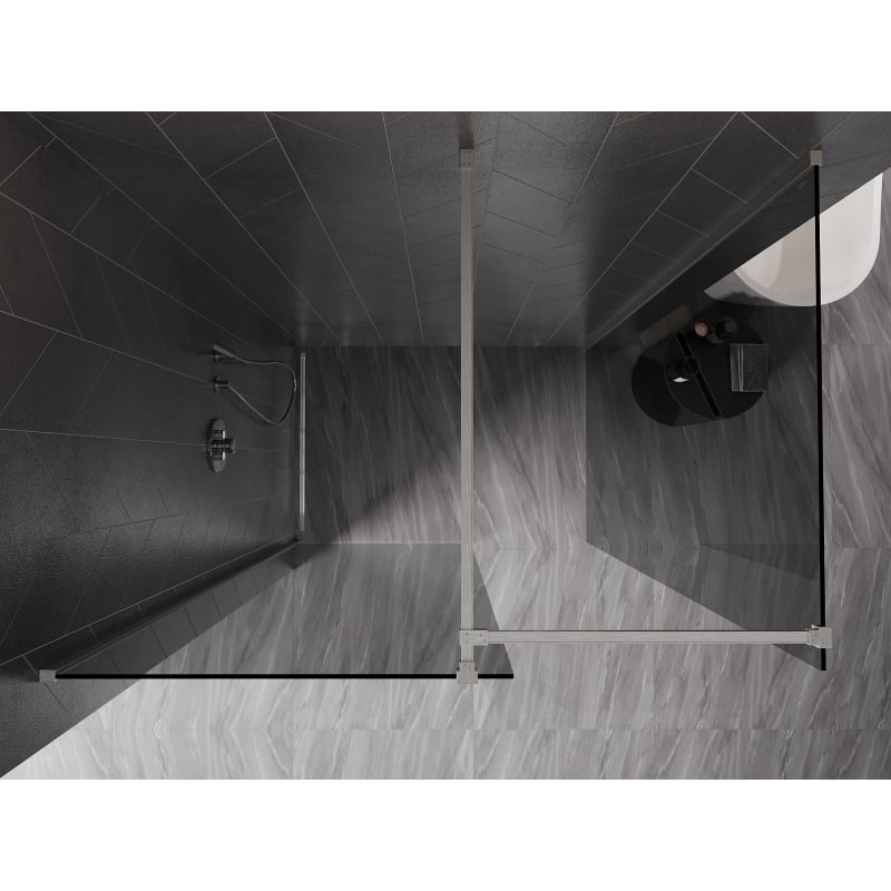 Mexen Kioto-X paroi de douche Walk-in 130 x 80 cm, transparent 10 mm, nickel brossé - 800-130-202-97-00-080-X