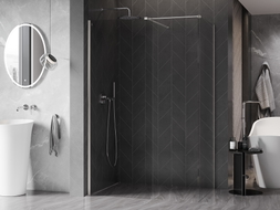 Mexen Kioto-X paroi de douche Walk-in 150 x 80 cm, transparent 10 mm, nickel brossé - 800-150-202-97-00-080-X