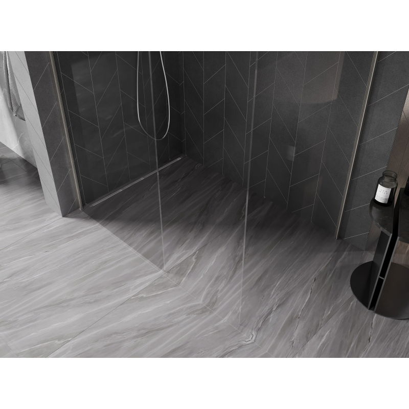 Mexen Kioto-X paroi de douche Walk-in 150 x 80 cm, transparent 10 mm, nickel brossé - 800-150-202-97-00-080-X