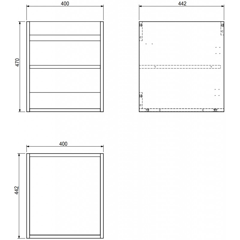 Mexen Box-A corps de meuble sous-lavabo 40 cm, noir brillant - 91AX1-0400-470-1-70