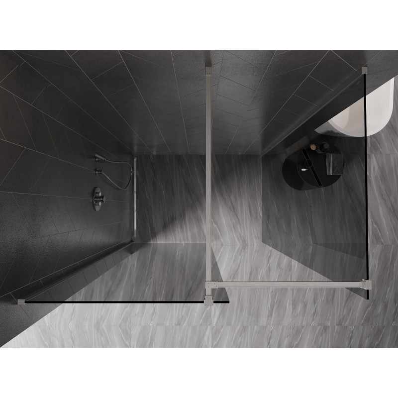 Mexen Kioto-X paroi de douche Walk-in 150 x 100 cm, transparent 10 mm, nickel brossé - 800-150-202-97-00-100-X