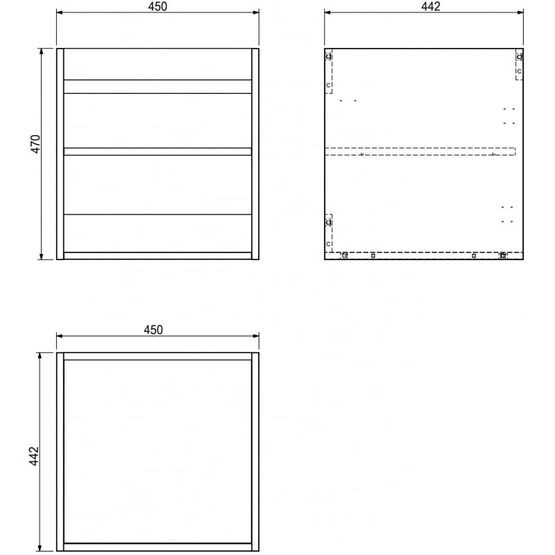 Mexen Box-A corps de meuble sous-lavabo 45 cm, graphite mat - 91AX1-0450-470-1-66