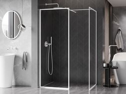 Mexen Kioto-XF paroi de douche Walk-in avec cadre 100 x 100 cm, transparent 10 mm, blanc - 800-100-202-04-20-100-XF