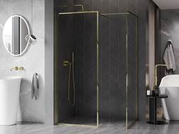 Mexen Kioto-XF paroi de douche Walk-in avec cadre 140 x 80 cm, transparent 10 mm, dorée - 800-140-202-04-50-080-XF