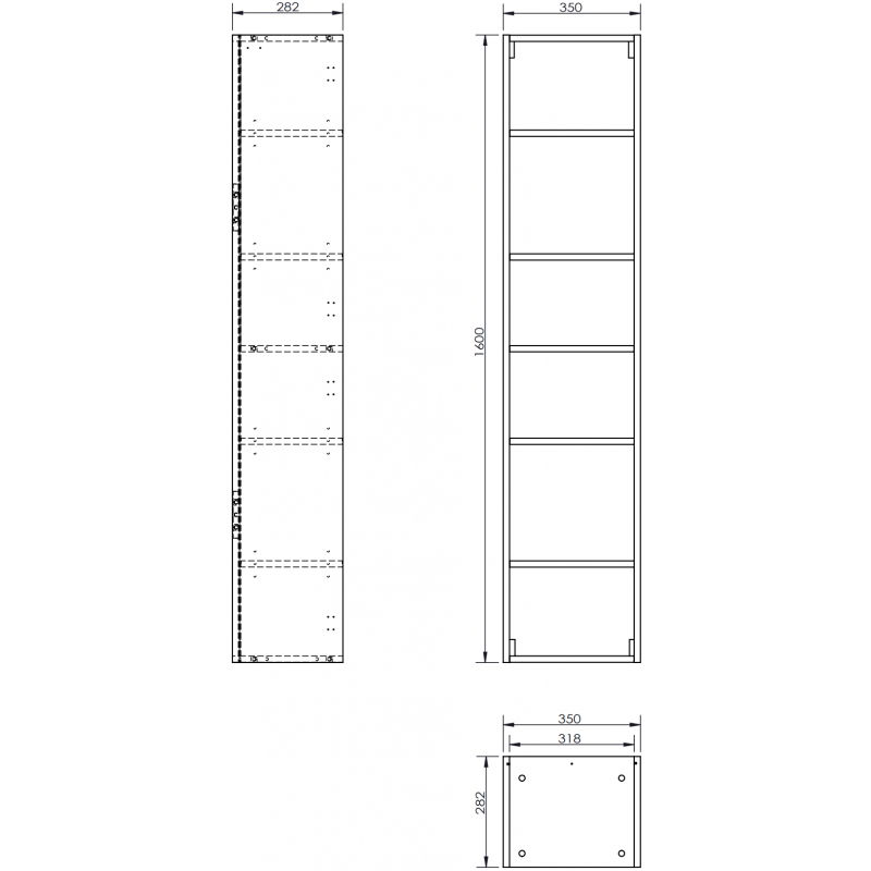 Mexen Box-A corps de colonne de salle de bain 35 cm, graphite mat - 91AX1-1600-300-1-66