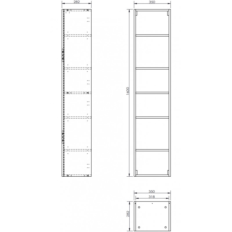 Mexen Box-A corps de colonne de salle de bain 35 cm, noir brillant - 91AX1-1600-300-1-70
