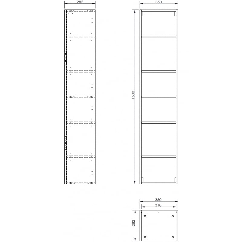 Mexen Box-A corps de colonne de salle de bain 35 cm, noyer - 91AX1-1600-300-1-86